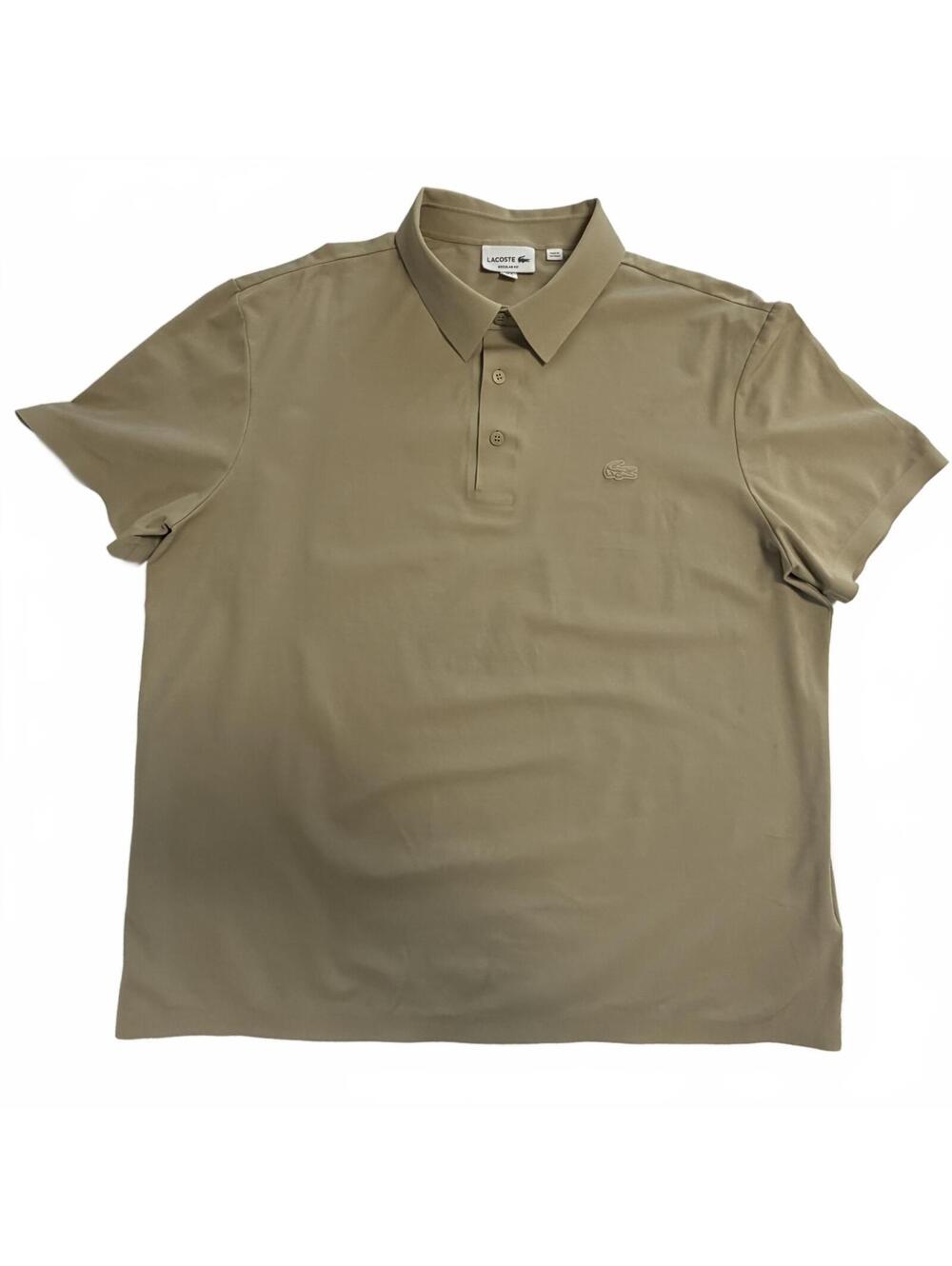 Lacoste Regular Fit Commuter Polo Shirt Tan Khaki Tech Knit Mens XL